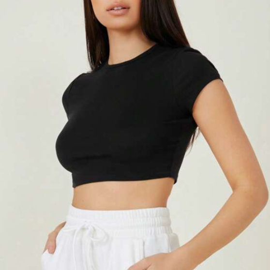 Sparkle Logo Crop Top - Black