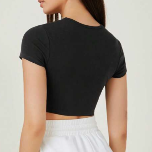 Sparkle Logo Crop Top - Black
